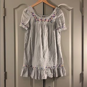 Ophelia gray embroidered flower babydoll dress szM